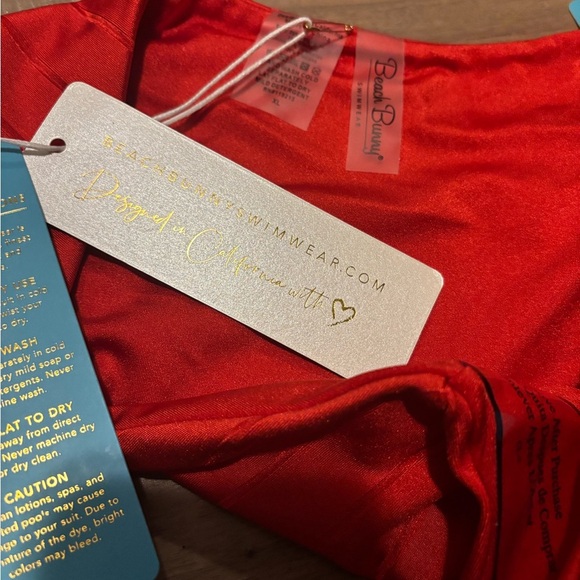 Beach Bunny Gloria Full Bottom Red Shiny Wide Rib NWT - Picture 4 of 5